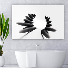 Lade das Bild in den Galerie-Viewer, Aluminiumbild gebürstet Feng Shui Zen Schwarz Weiß Querformat
