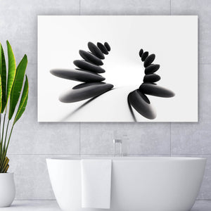 Aluminiumbild gebürstet Feng Shui Zen Schwarz Weiß Querformat