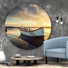 Lade das Bild in den Galerie-Viewer, Aluminiumbild Fischerboot bei Sonnenaufgang Kreis
