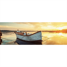 Lade das Bild in den Galerie-Viewer, Leinwandbild Fischerboot bei Sonnenaufgang Panorama
