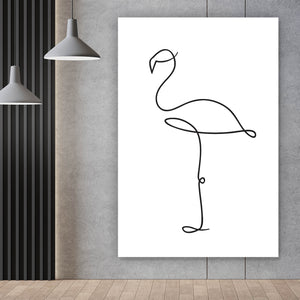 Spannrahmenbild Flamingo Line Art Hochformat