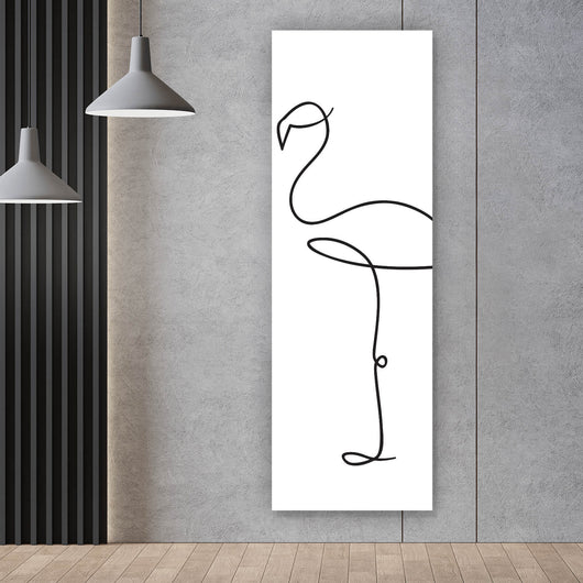 Leinwandbild Flamingo Line Art Panorama Hoch