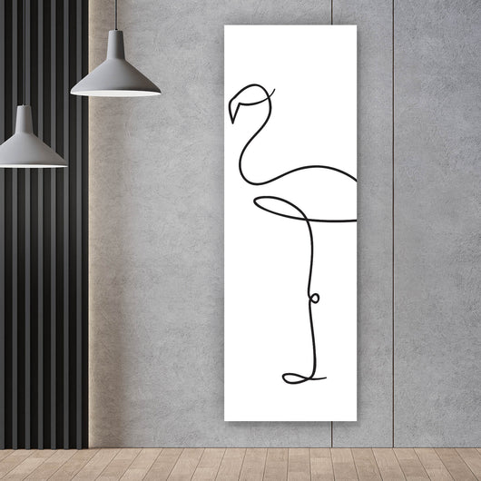 Aluminiumbild Flamingo Line Art Panorama Hoch