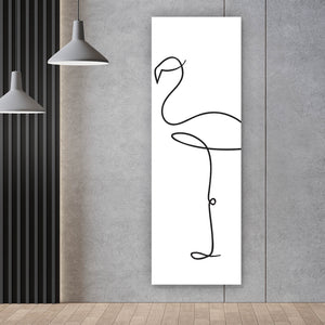 Spannrahmenbild Flamingo Line Art Panorama Hoch