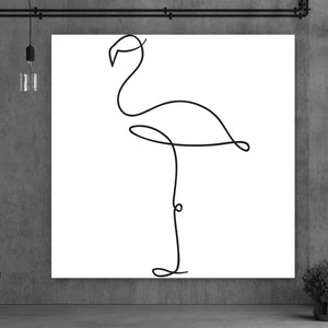 Spannrahmenbild Flamingo Line Art Quadrat