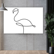 Lade das Bild in den Galerie-Viewer, Leinwandbild Flamingo Line Art Querformat
