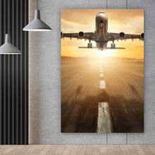 Lade das Bild in den Galerie-Viewer, Aluminiumbild gebürstet Flugzeug hebt ab Hochformat

