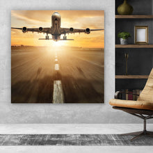 Lade das Bild in den Galerie-Viewer, Spannrahmenbild Flugzeug hebt ab Quadrat
