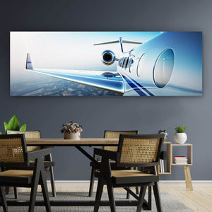 Poster Flugzeug mit blauem Himmel Panorama