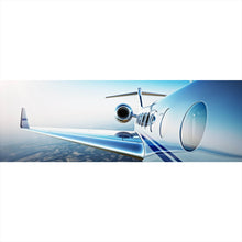 Lade das Bild in den Galerie-Viewer, Aluminiumbild gebürstet Flugzeug mit blauem Himmel Panorama
