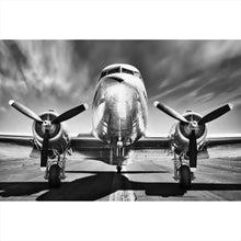 Lade das Bild in den Galerie-Viewer, Acrylglasbild Flugzeug Schwarz Weiß Querformat
