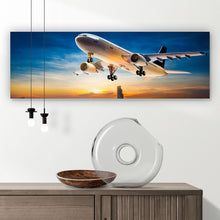 Lade das Bild in den Galerie-Viewer, Aluminiumbild Flugzeug über der Stadt Panorama
