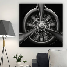 Lade das Bild in den Galerie-Viewer, Poster Flugzeugpropeller Schwarz Weiß Quadrat
