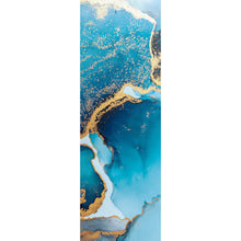 Lade das Bild in den Galerie-Viewer, Aluminiumbild gebürstet Fluid Art Blau Gold Panorama Hoch
