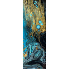 Lade das Bild in den Galerie-Viewer, Leinwandbild Fluid Art Blau Schwarz Gold Panorama Hoch
