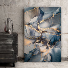 Lade das Bild in den Galerie-Viewer, Spannrahmenbild Fluid Art Dark Blue Hochformat
