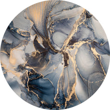 Lade das Bild in den Galerie-Viewer, Aluminiumbild gebürstet Fluid Art Dark Blue Kreis
