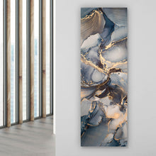 Lade das Bild in den Galerie-Viewer, Aluminiumbild gebürstet Fluid Art Dark Blue Panorama Hoch
