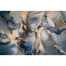Lade das Bild in den Galerie-Viewer, Aluminiumbild gebürstet Fluid Art Dark Blue Querformat
