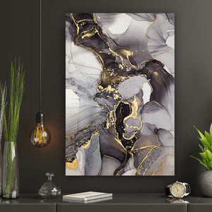 Aluminiumbild Fluid Art Gold Hochformat