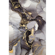 Lade das Bild in den Galerie-Viewer, Aluminiumbild gebürstet Fluid Art Gold Hochformat
