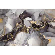 Lade das Bild in den Galerie-Viewer, Aluminiumbild gebürstet Fluid Art Gold Querformat
