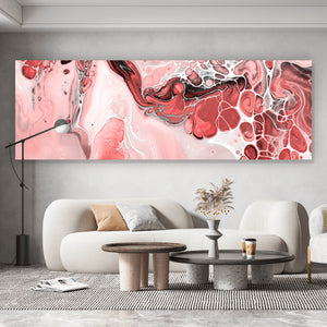 Aluminiumbild gebürstet Fluid Art Soft Red Panorama