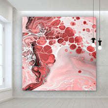 Lade das Bild in den Galerie-Viewer, Aluminiumbild gebürstet Fluid Art Soft Red Quadrat
