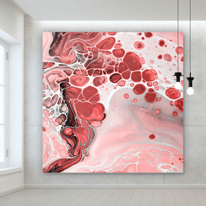Aluminiumbild gebürstet Fluid Art Soft Red Quadrat