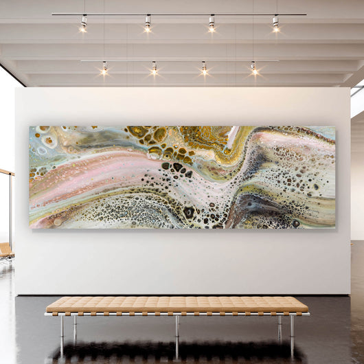 Aluminiumbild gebürstet Fluid Art Soft Pastell Panorama