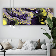 Lade das Bild in den Galerie-Viewer, Spannrahmenbild Fluid Art Violett und Gelb Panorama
