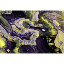 Lade das Bild in den Galerie-Viewer, Leinwandbild Fluid Art Violett und Gelb Querformat
