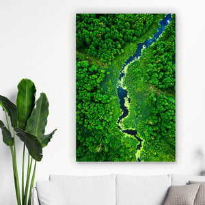 Acrylglasbild Fluss mit blühenden Algen Hochformat