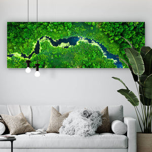 Spannrahmenbild Fluss mit blühenden Algen Panorama