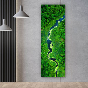 Acrylglasbild Fluss mit blühenden Algen Panorama Hoch