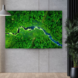 Poster Fluss mit blühenden Algen Querformat