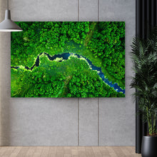 Lade das Bild in den Galerie-Viewer, Aluminiumbild gebürstet Fluss mit blühenden Algen Querformat
