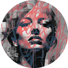 Lade das Bild in den Galerie-Viewer, Aluminiumbild Frau Graffiti Modern Art Kreis
