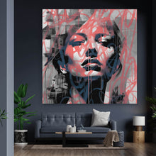 Lade das Bild in den Galerie-Viewer, Spannrahmenbild Frau Graffiti Modern Art Quadrat
