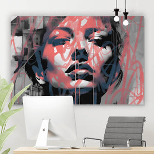 Aluminiumbild Frau Graffiti Modern Art Querformat