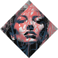 Lade das Bild in den Galerie-Viewer, Acrylglasbild Frau Graffiti Modern Art Raute
