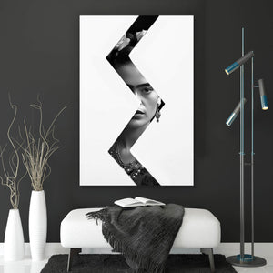 Aluminiumbild Frida Modern Art Schwarz Weiss Hochformat