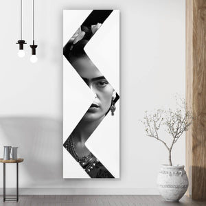 Aluminiumbild gebürstet Frida Modern Art Schwarz Weiss Panorama Hoch