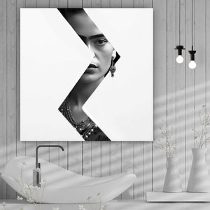 Poster Frida Modern Art Schwarz Weiss Quadrat