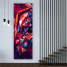 Lade das Bild in den Galerie-Viewer, Spannrahmenbild Frau mit abstraktem Bodypaint No.2 Panorama Hoch
