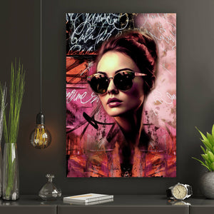 Poster Frau mit Brille Modern Art Hochformat