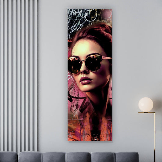Poster Frau mit Brille Modern Art Panorama Hoch