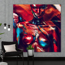 Lade das Bild in den Galerie-Viewer, Aluminiumbild Frau mit abstraktem Bodypaint Quadrat
