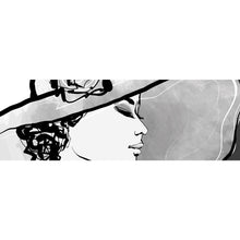 Lade das Bild in den Galerie-Viewer, Spannrahmenbild Frau mit Hut im Zeichenstil Panorama
