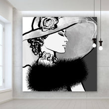 Lade das Bild in den Galerie-Viewer, Poster Frau mit Hut im Zeichenstil Quadrat
